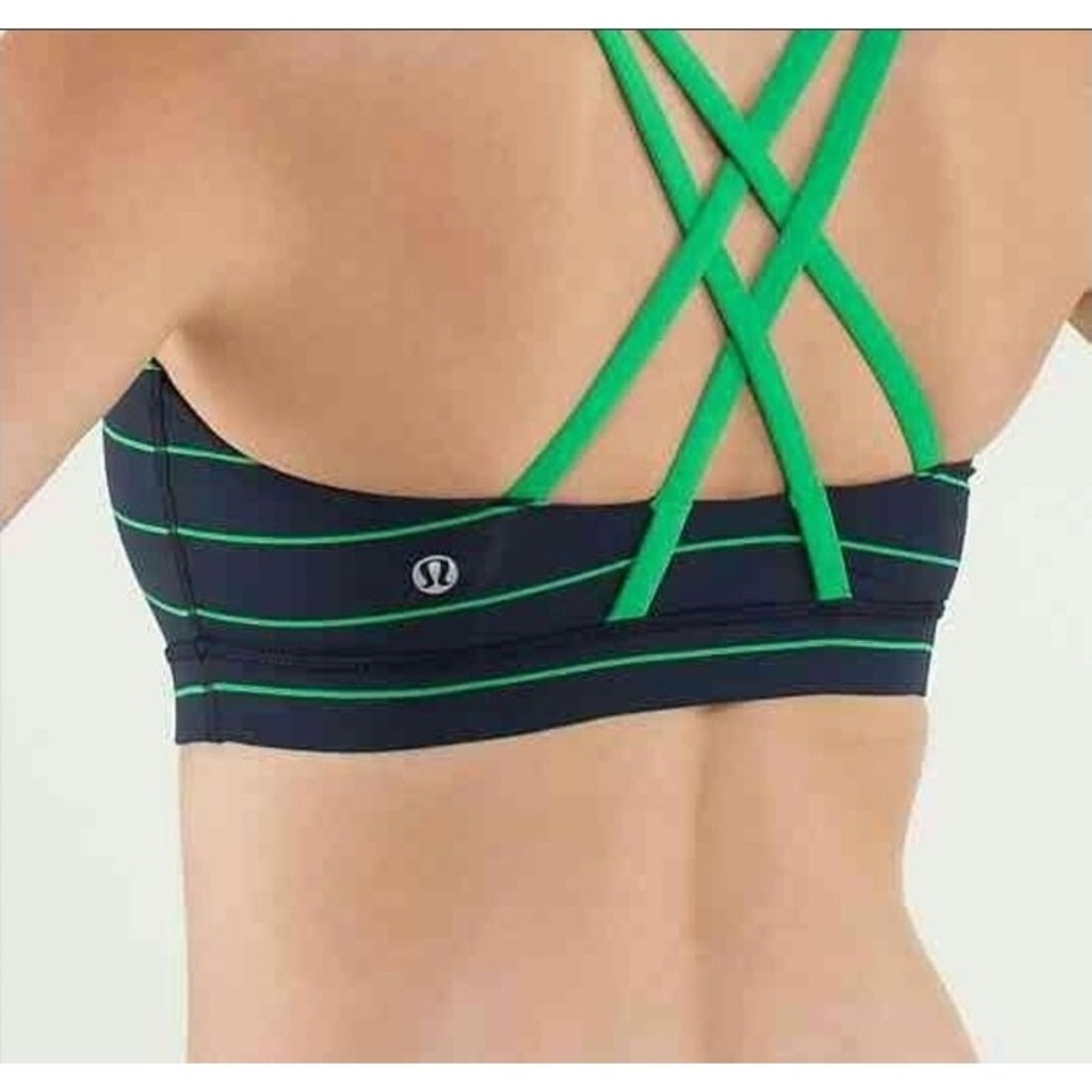 Lululemon 8 Energy Bra Striped Green/Navy‎ W2547S